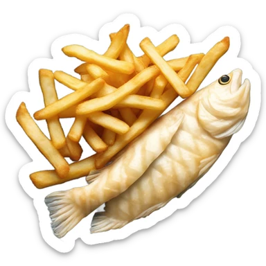Haddock fish and fries sticker