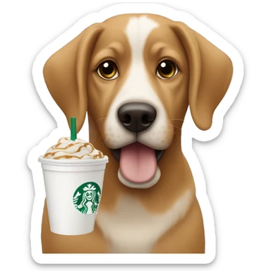 Dog drinking Starbucks  sticker