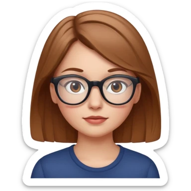 Make a white girl who has a little bit of a indent on her left eye do to a four wheeler rec light brown hair with glasses sticker