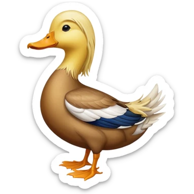 duck with long blonde hair sticker
