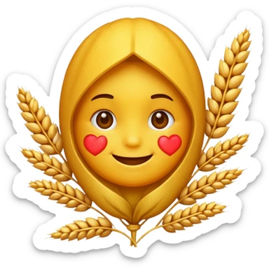 A loved fqce emoji but instead of heart, there is wheat sticker