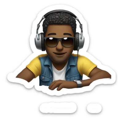 cozy indoor portrait of man DJing  sticker