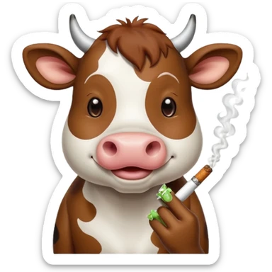 cute cow smoke weed sticker