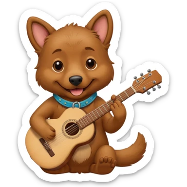 happy dog playing guitar sticker