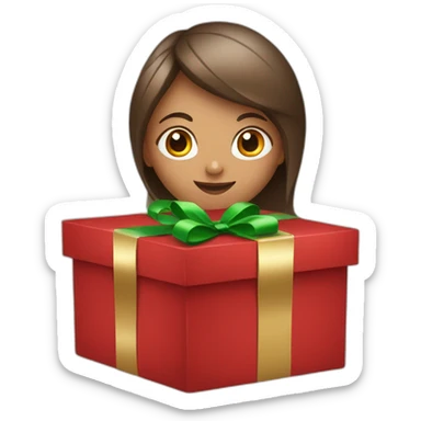 christmas girl in the present box sticker