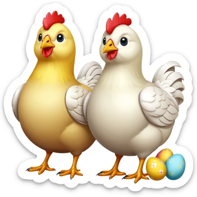 Norwegian Easter chickens with eggs sticker