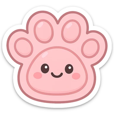 a cute and friendly pink paw print emoji sticker