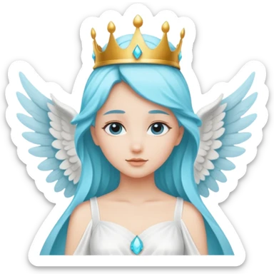 an angel with a cyan crown on her head, 4 wings sticker