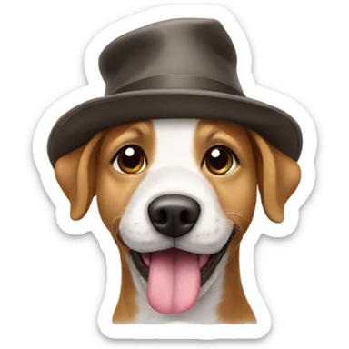 dog in hat with out tongue  sticker