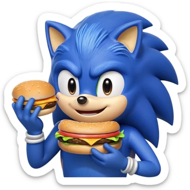 Sonic the hedgehog eating a cheeseburger  sticker