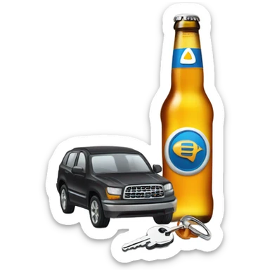 beer bottle and keys sticker