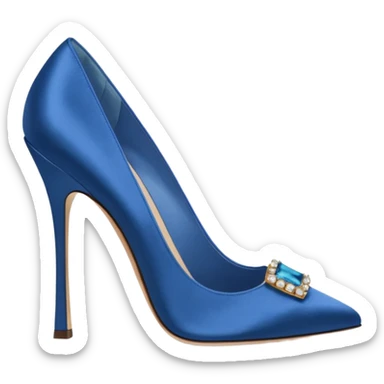 manolo blahink heels 90's satin pump with jewellry at front blue sticker