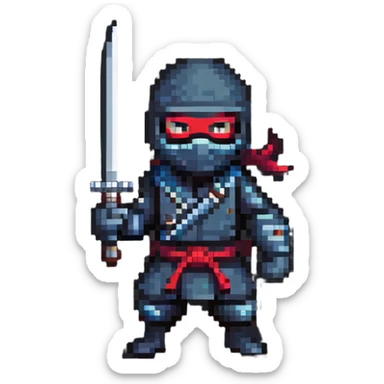 masked ninja holding a sword sticker