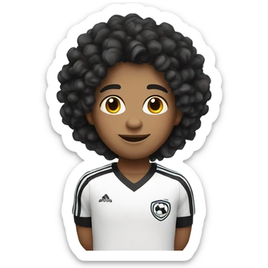 white kid with black curly hair playing soccer sticker