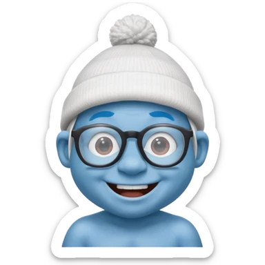 smurf with glasses white beanie no shirt sticker