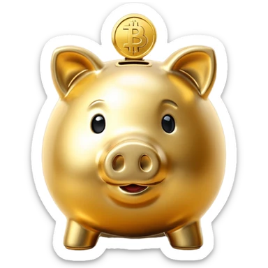 with piggybank with crypto golden piggybank sticker