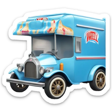 Hot wheels style, ice cream truck from 1912 with wide mag wheels, blue, no ice cream on top of truck sticker