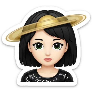Saturn (Mythology) with black hair, black sequin outfit sticker