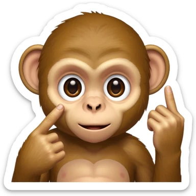 A monkey pulling his eyelid down with one finger sticker