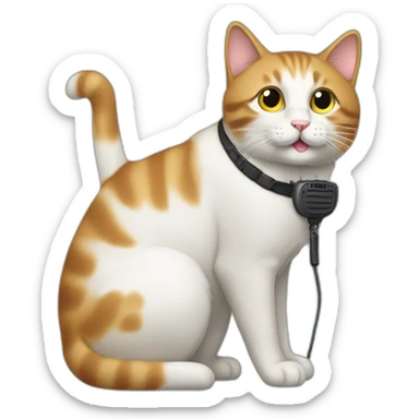a cat with a walkie talkie sticker