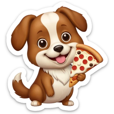 Dog with icecream and a slice of pizza sticker