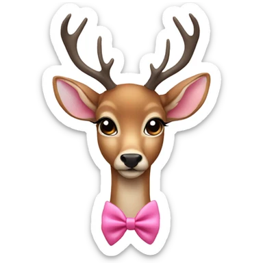 Deer with long lashes and pink bow  sticker