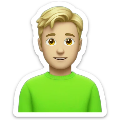 white boy in neon green sweater with cassette in his hand sticker