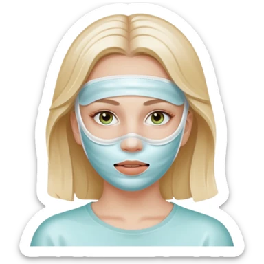 White girl doing skincare white jel mask all over face  sticker