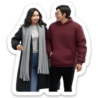 happy girl and stylish boy sticker