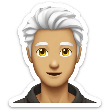 tanned human anime white hair yellow eyes sticker