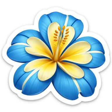 flor hawaiana azul con centro amarillo con detalles sutiles en los pétalos sticker