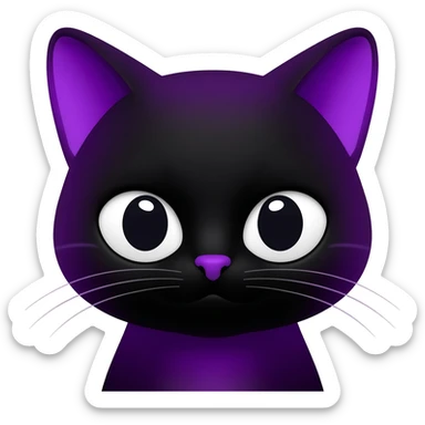 emo cat, black and purple, expressive and stylish, no background sticker