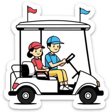 Couple in a golf cart sticker