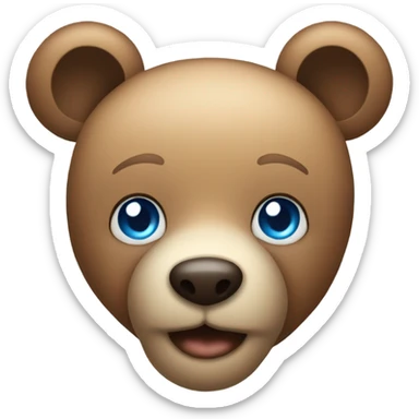 a simple head of a teddy bear pik with blue eyes sticker
