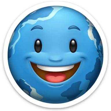 happy planet with a big smile emoji sticker