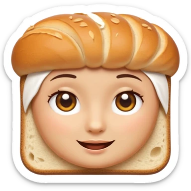 Sexy Bread emoji avatar, cute and minimalistic style, warm eyes and gentle smile, flat design, soft shapes, clean modern look, highly recognizable at small sizes, centered composition, transparent or solid background, app icon quality. sticker