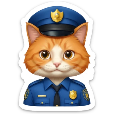 oranh fluffy cat - police officer sticker