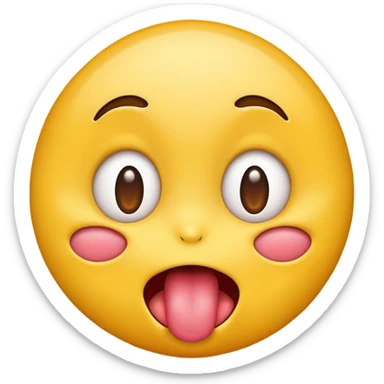 Emoji sticking its tongue out and drooling while looking up ecstatic sticker