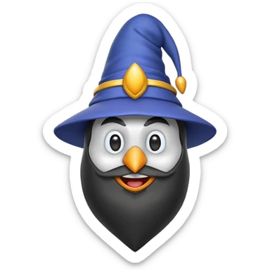penguin wizard in the style of a 3d emoji sticker