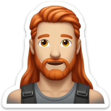 long cimson red hair male sticker