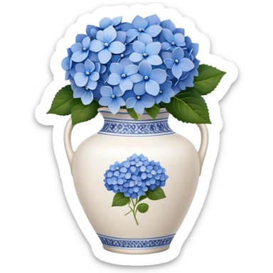 white vase with blue flowers sticker