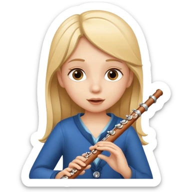 girl kid plays flute sticker