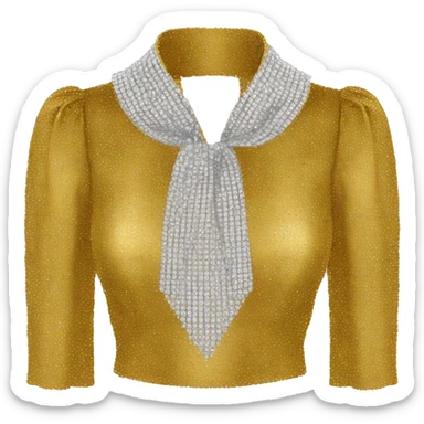 RHINESTONE-EMBELLISHED TIE-NECK gold BLOUSE sticker