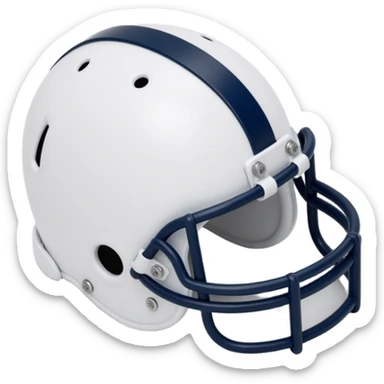 Penn State Nittany Lions football helmet, white with blue stripe, skeuomorphism icon style sticker