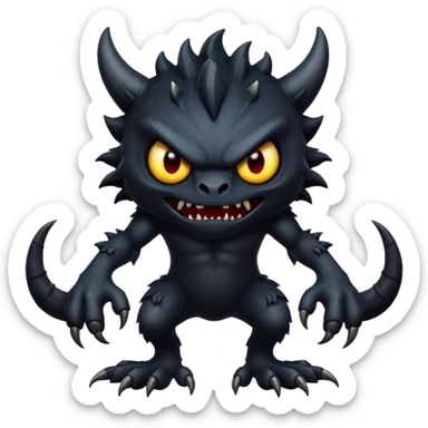 Scary, black monster with feet and arm sticker