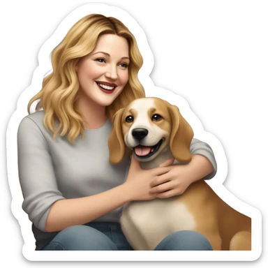 Drew Barrymore With Her Dog Douglas  sticker