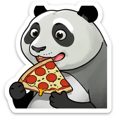 Panda eating pizza sticker