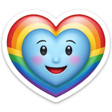 A heart with a smile no face and rainbow over the top sticker
