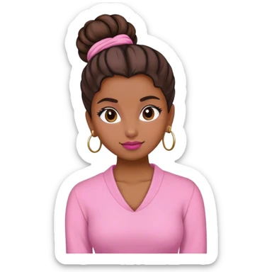 Chica piel morena cabello recogido buen estilo rosa  sticker