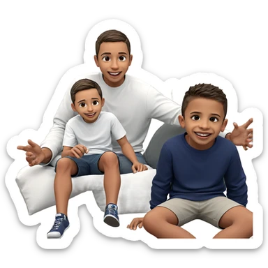boys smiling on the couch sticker